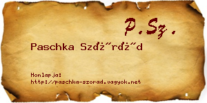 Paschka Szórád névjegykártya